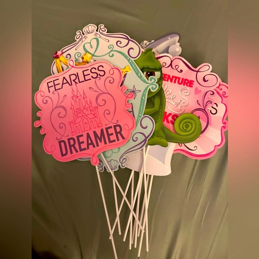 Disney princess birthday party supplies / decorations photo props. Kids - girls